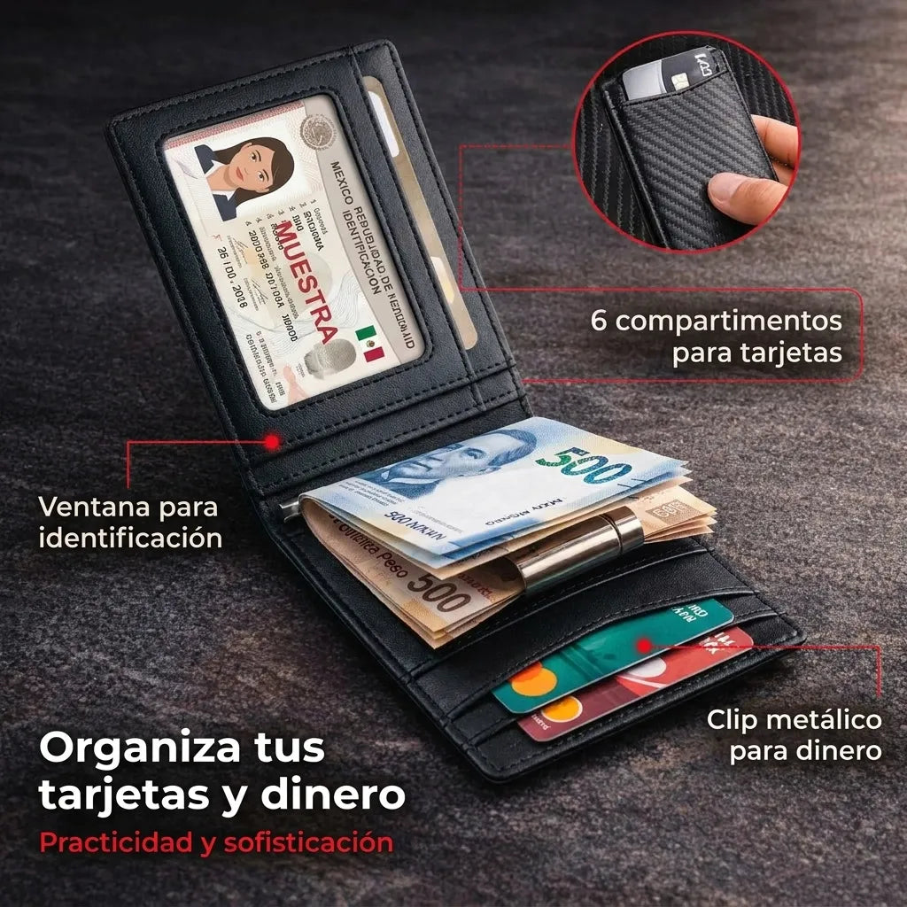 CARTERA PARA HOMBRE ASHENBY DE FIBRA DE CARBONO CON CLIP PARA DINERO Y PROTECCIÓN RFID | ¡COMPRA 1 y LLÉVATE 1 GRATIS!