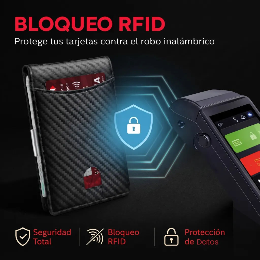 CARTERA PARA HOMBRE ASHENBY DE FIBRA DE CARBONO CON CLIP PARA DINERO Y PROTECCIÓN RFID | ¡COMPRA 1 y LLÉVATE 1 GRATIS!