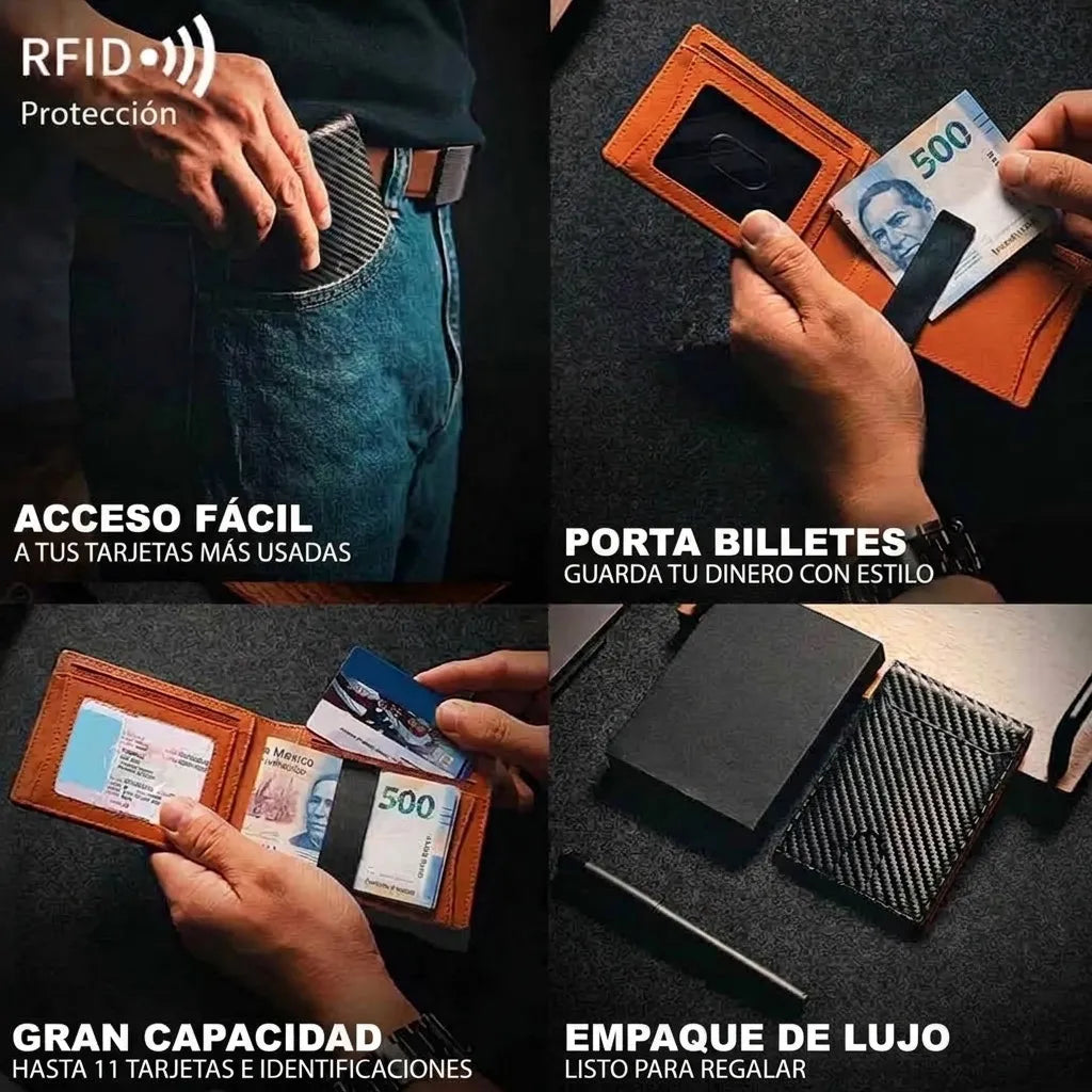 CARTERA PARA HOMBRE ASHENBY DE FIBRA DE CARBONO CON CLIP PARA DINERO Y PROTECCIÓN RFID | ¡COMPRA 1 y LLÉVATE 1 GRATIS!
