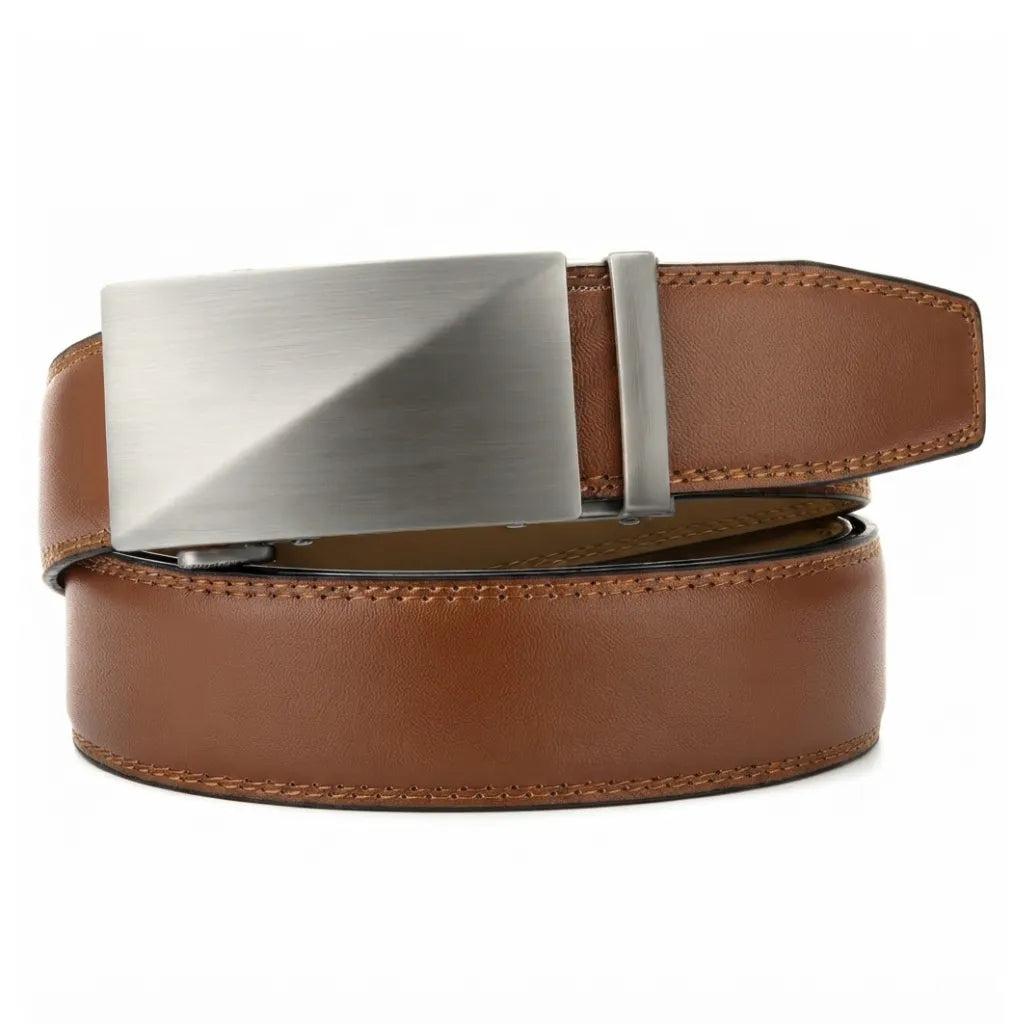Cinturón para Hombre con Hebilla Plateada - ASHENBY