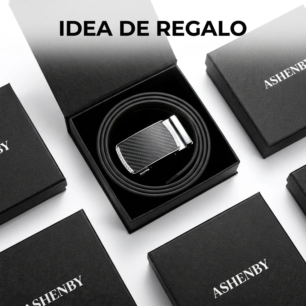 Cinturón de Piel para Hombre con Caja de Regalo - ASHENBY