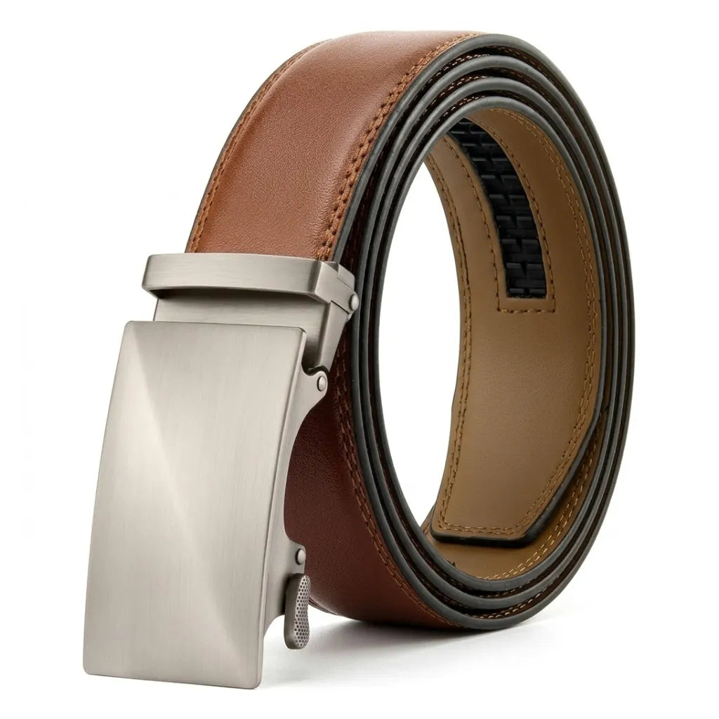 Cinturón para Hombre con Hebilla Plateada - ASHENBY