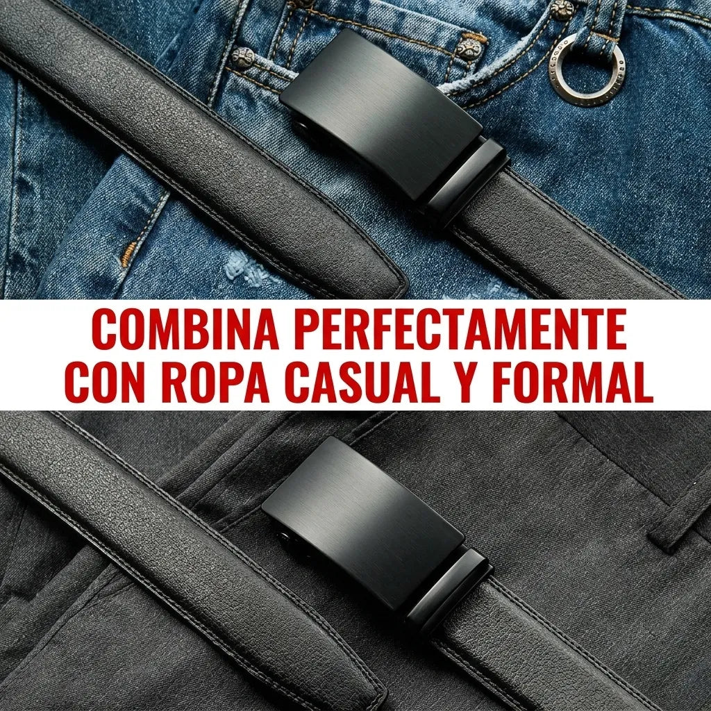 Cinturón de Piel para Hombre Ajustable - ASHENBY
