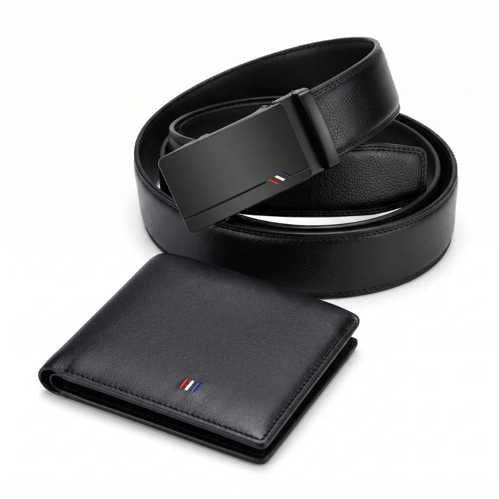 Kit Ejecutivo ASHENBY - Cinturón y Cartera de Piel para Hombre