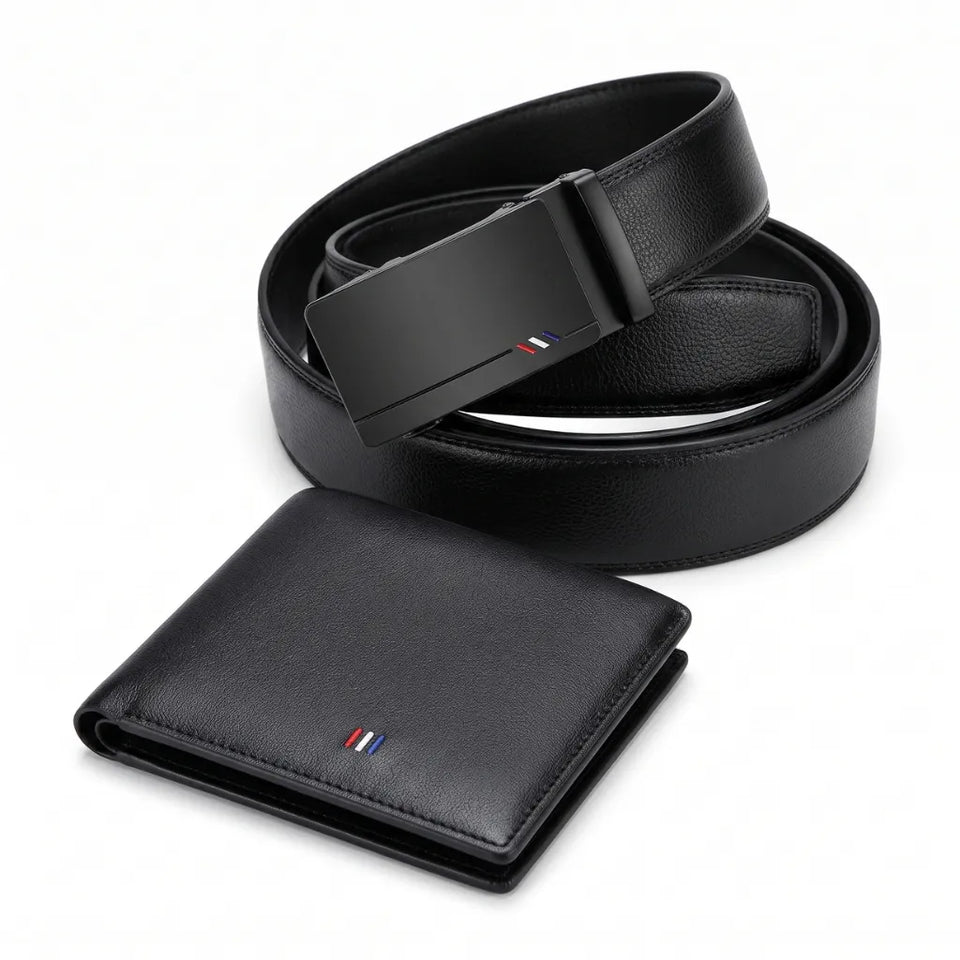 Kit Ejecutivo ASHENBY - Cinturón y Cartera de Piel para Hombre